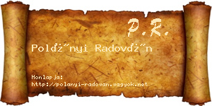 Polányi Radován névjegykártya